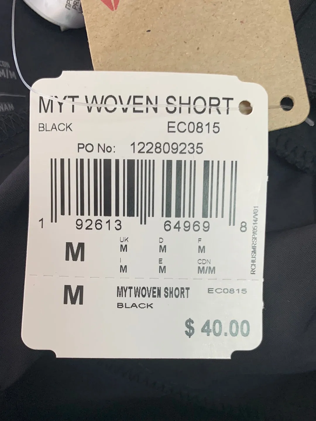 NWT - REEBOK black white MYT Woven Side Snap Shorts - Medium