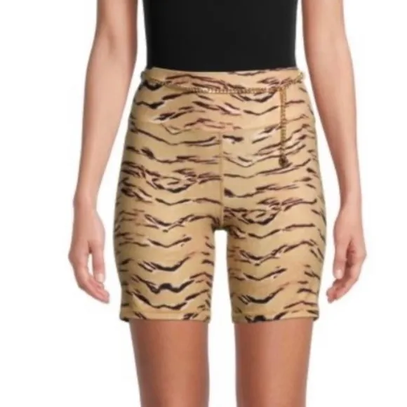 NWT WeWoreWhat x Revolve Animal Print Chain Bike Athletic Workout Run Shorts M