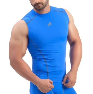 Nylon Compression Tshirt Cutsleeves Tights For Men (Royal Blue)