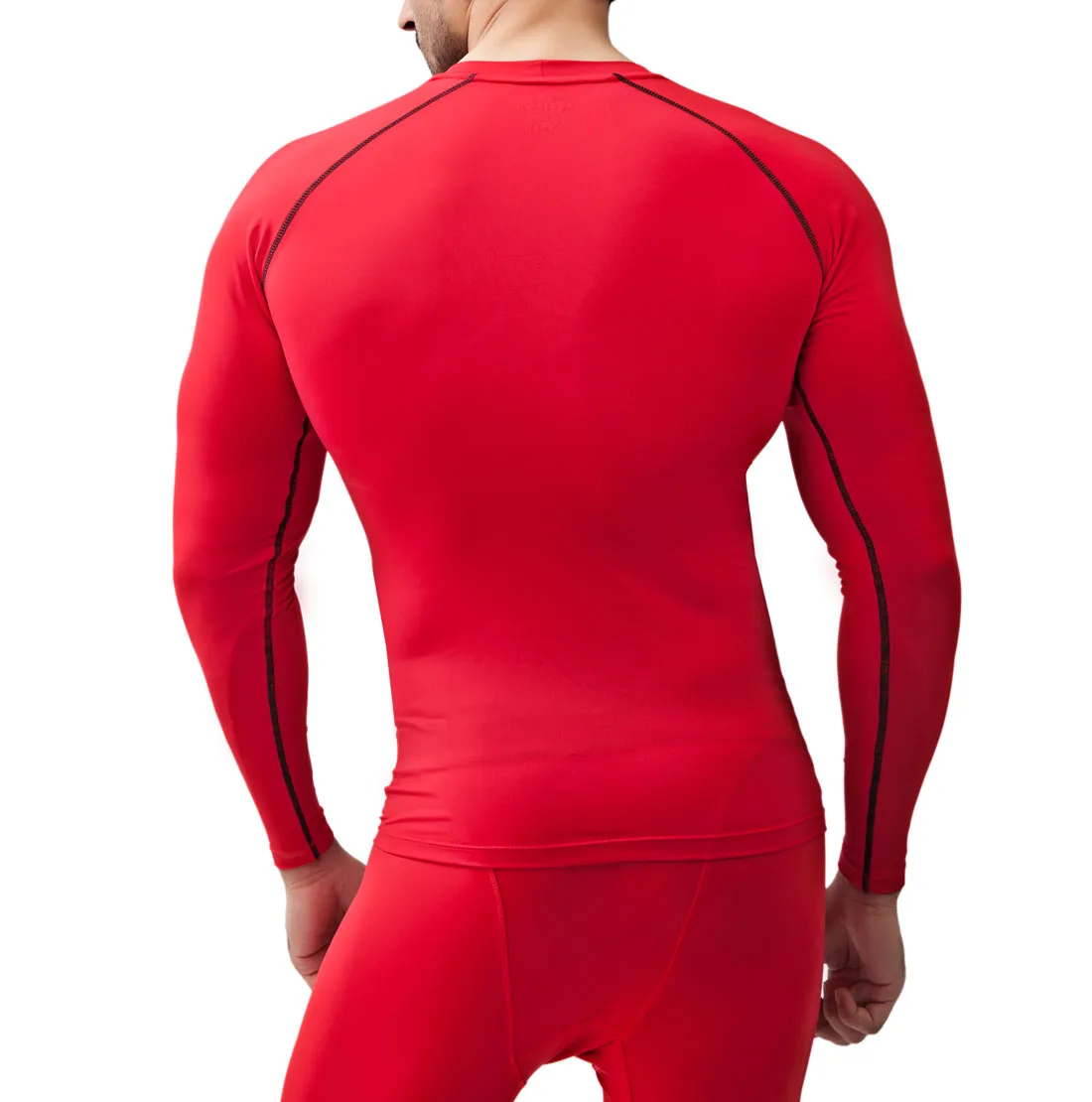 Nylon Compression Tshirt Full Sleeve Tights For Men (Red)