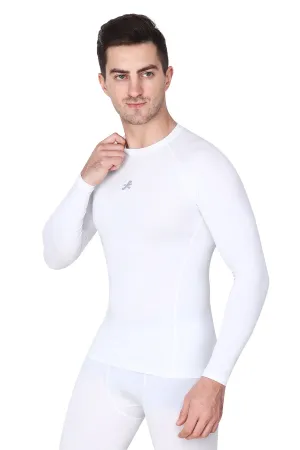 Nylon Compression Tshirt Full Sleeve Tights For Men (White)