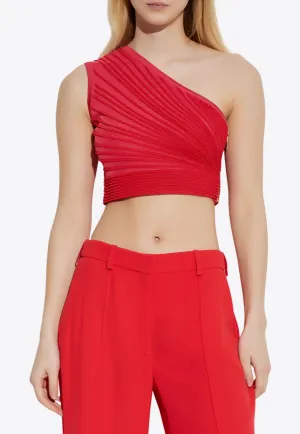 One-Shoulder Ruched Cropped Top