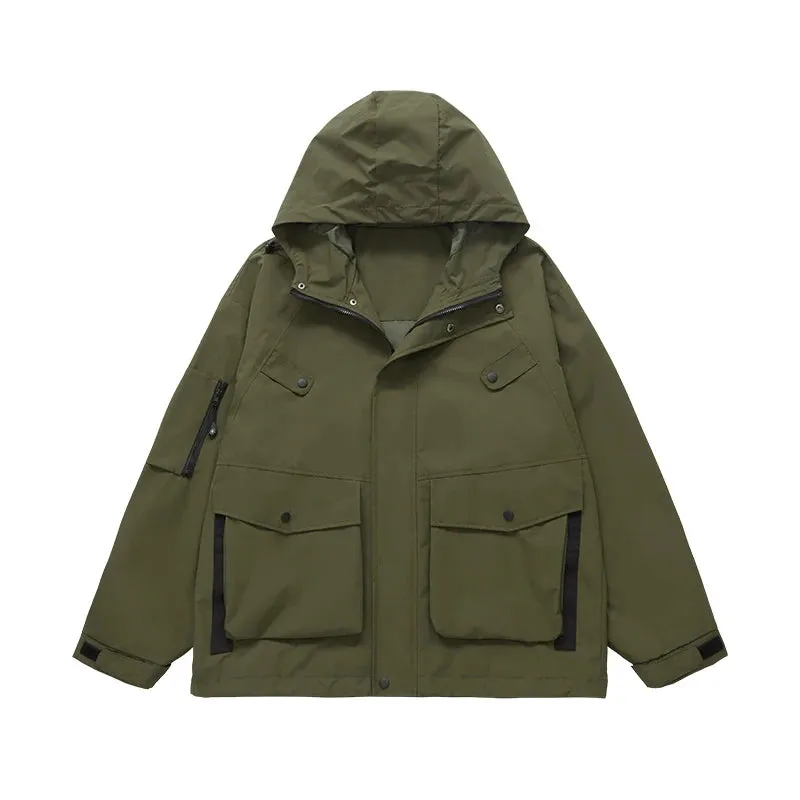 Outdoor Waterproof Hiking Jackets Uniesx Multi Pockets Cargo Jacket