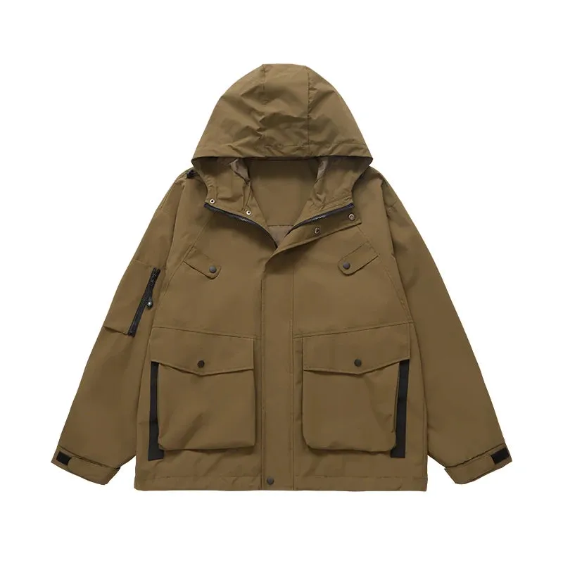Outdoor Waterproof Hiking Jackets Uniesx Multi Pockets Cargo Jacket