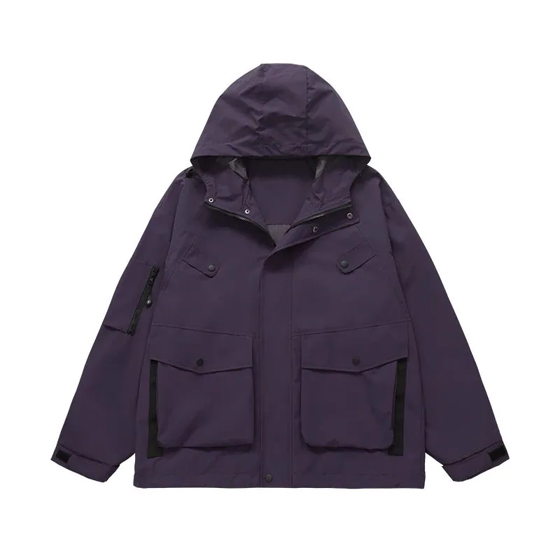 Outdoor Waterproof Hiking Jackets Uniesx Multi Pockets Cargo Jacket