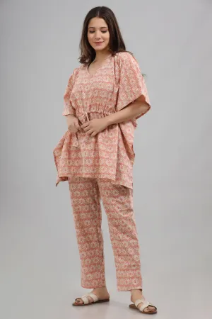 Peach kaftan top with PJ