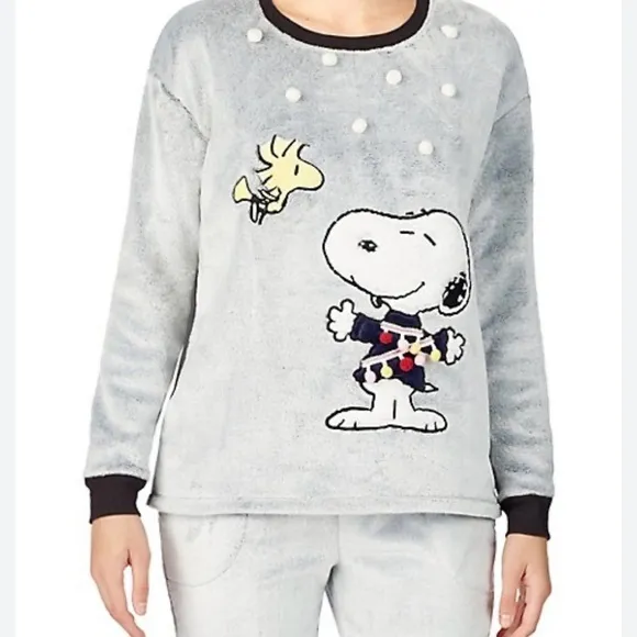 Peanuts Snoopy 2 Piece Loung Wear set Super Soft Velour Excellent Condition Med