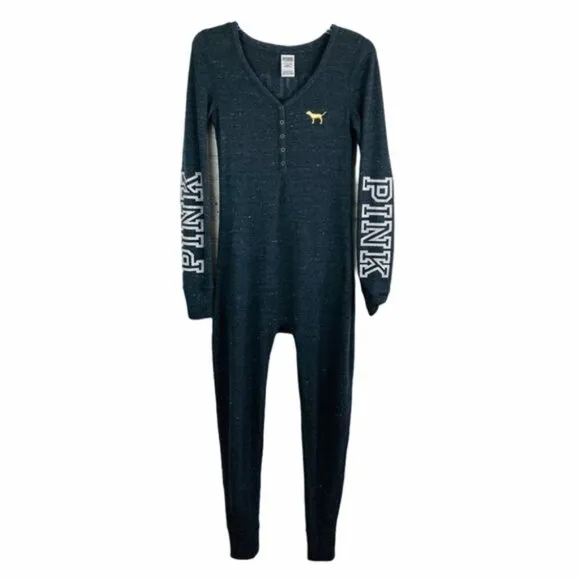 PINK Victoria's Secret Gray Bling One Piece Pajama