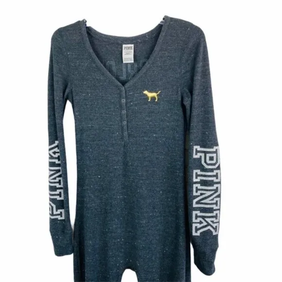 PINK Victoria's Secret Gray Bling One Piece Pajama