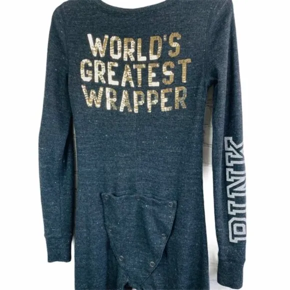 PINK Victoria's Secret Gray Bling One Piece Pajama