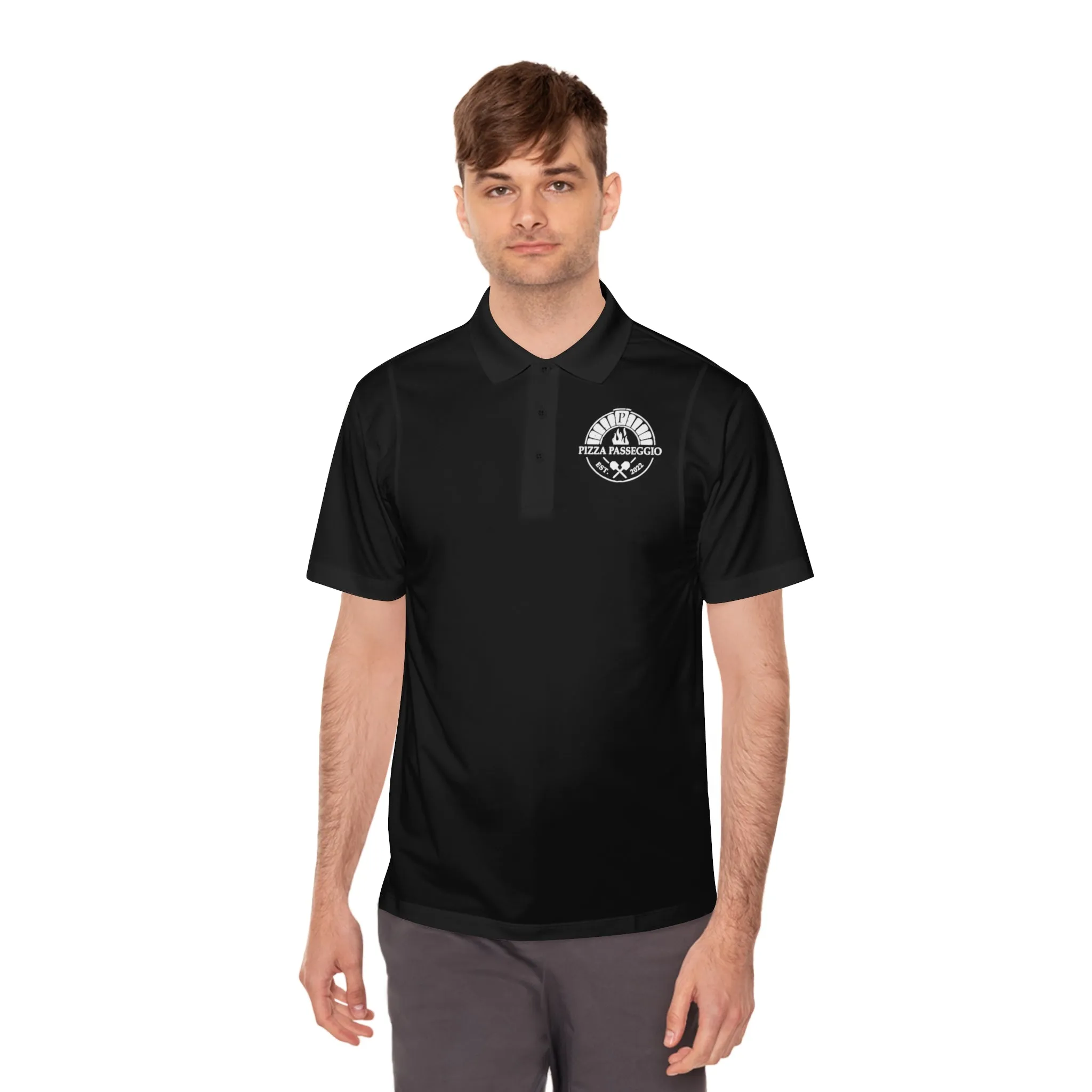 Pizza Passeggio- Men's Sport Polo Shirt - Black