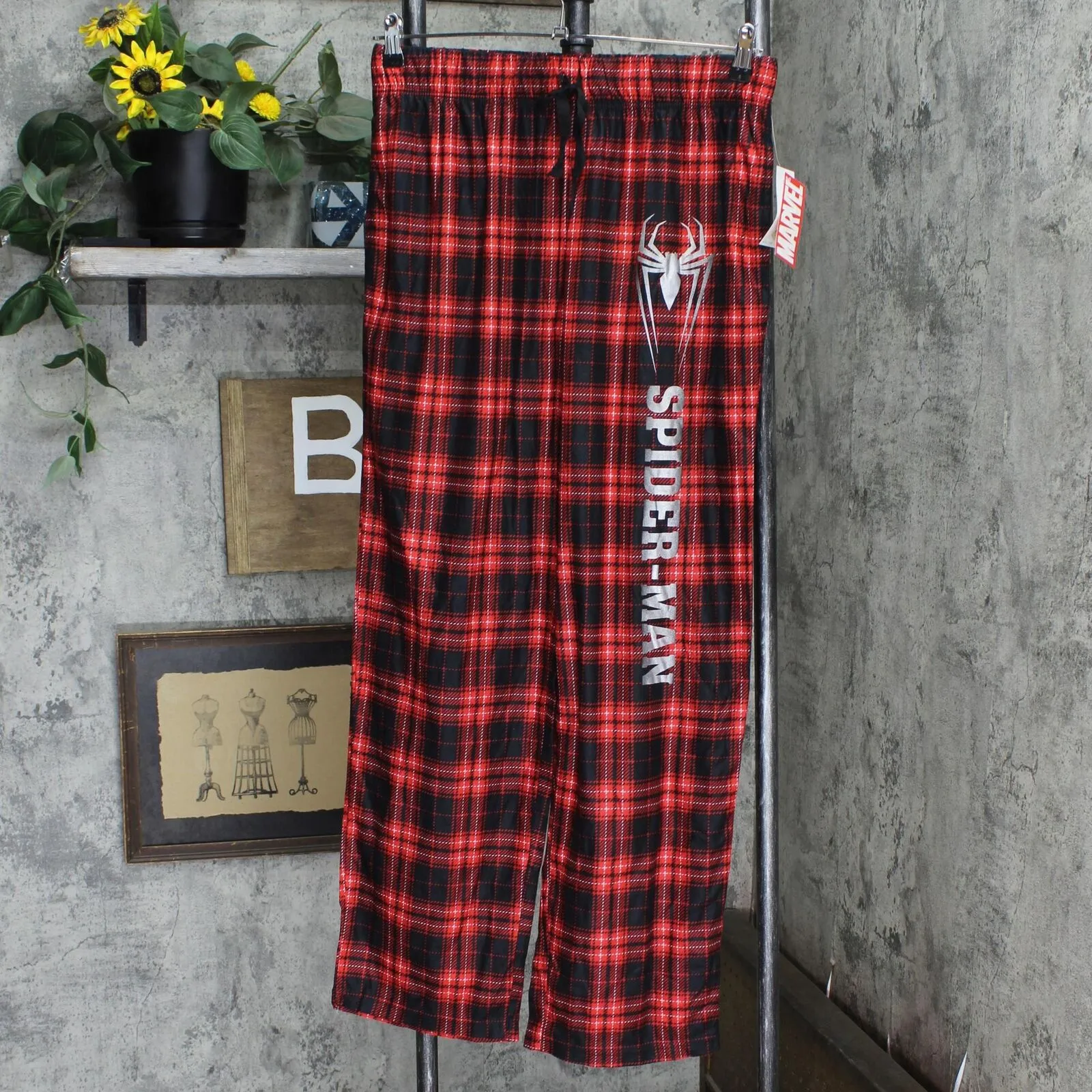 Pjammy Marvel Comics Men's Spider-Man Plaid Loungewear Pajama Pants