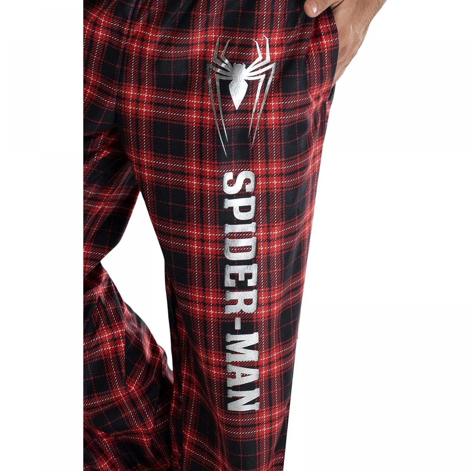 Pjammy Marvel Comics Men's Spider-Man Plaid Loungewear Pajama Pants