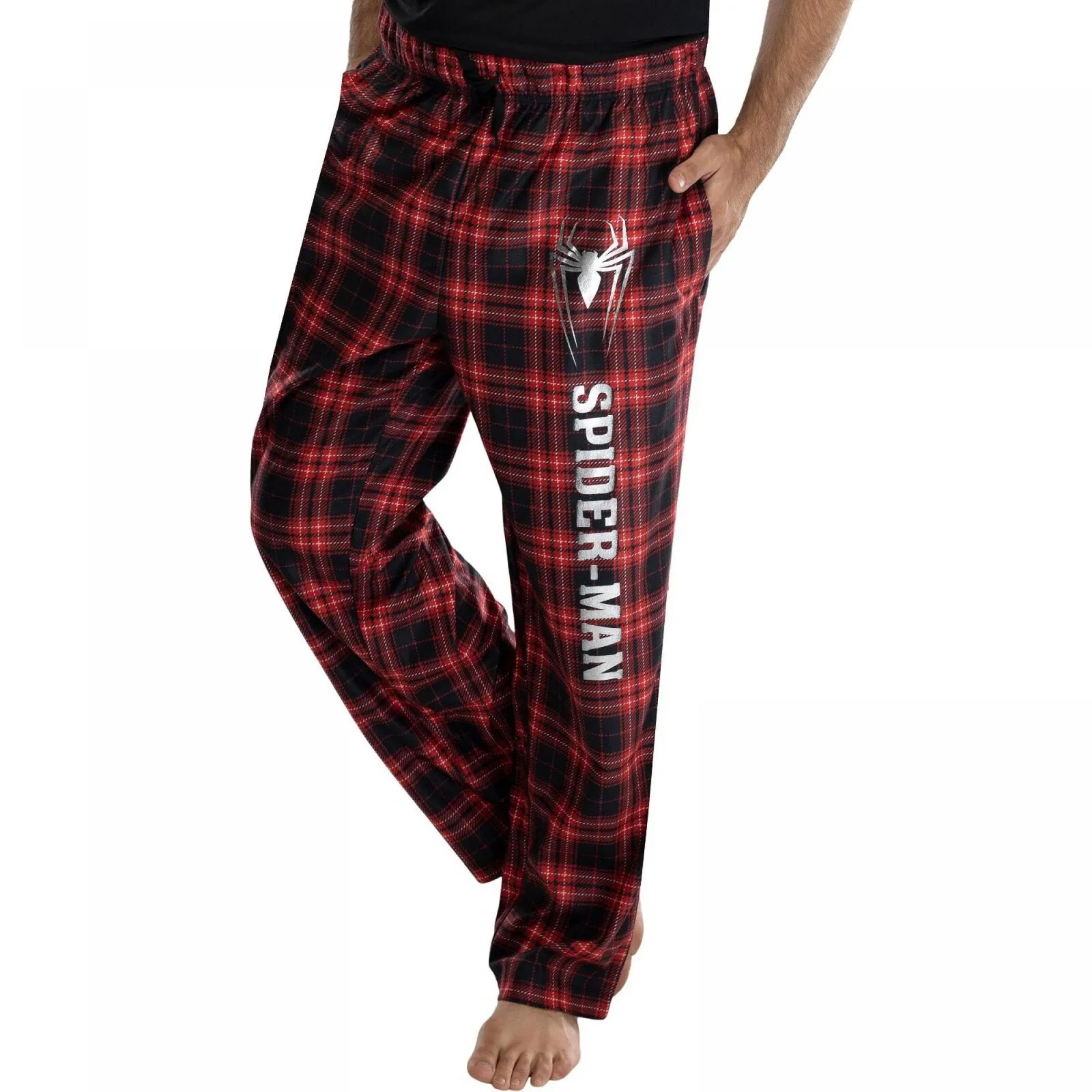 Pjammy Marvel Comics Men's Spider-Man Plaid Loungewear Pajama Pants