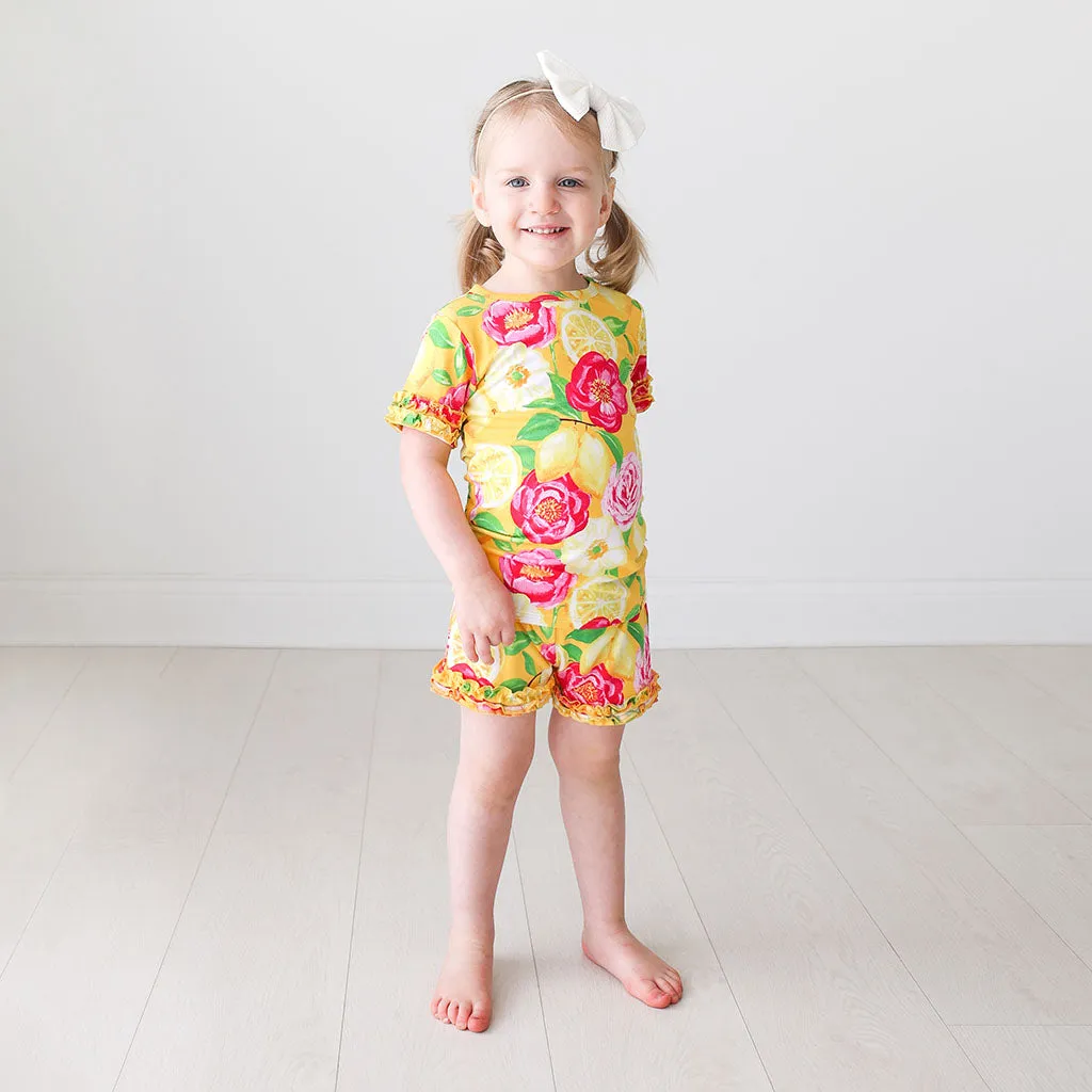 Posh Peanut Annika Basic S/S Micro Ruffled T-Shirt & Micro Ruffled Shorts PJ
