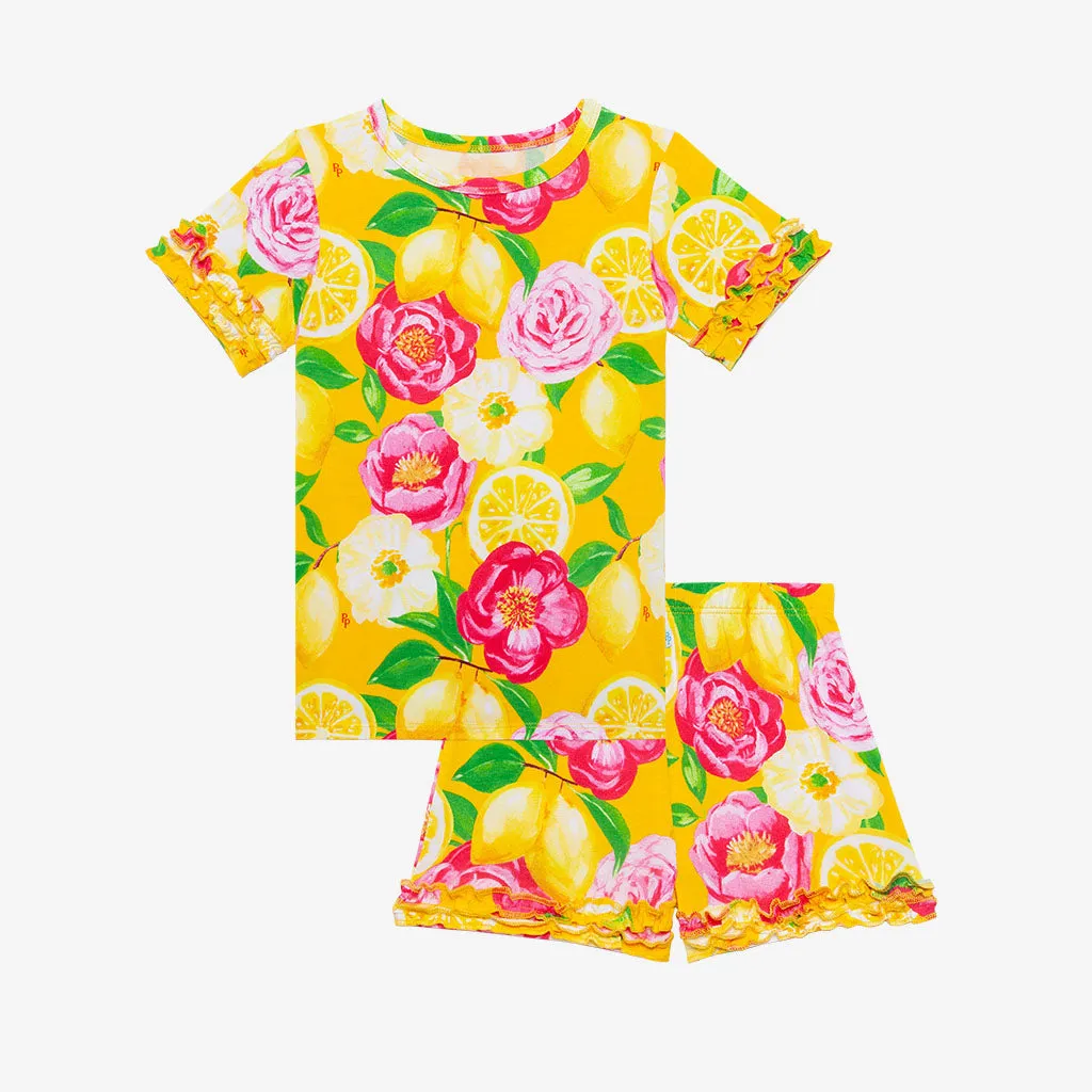Posh Peanut Annika Basic S/S Micro Ruffled T-Shirt & Micro Ruffled Shorts PJ
