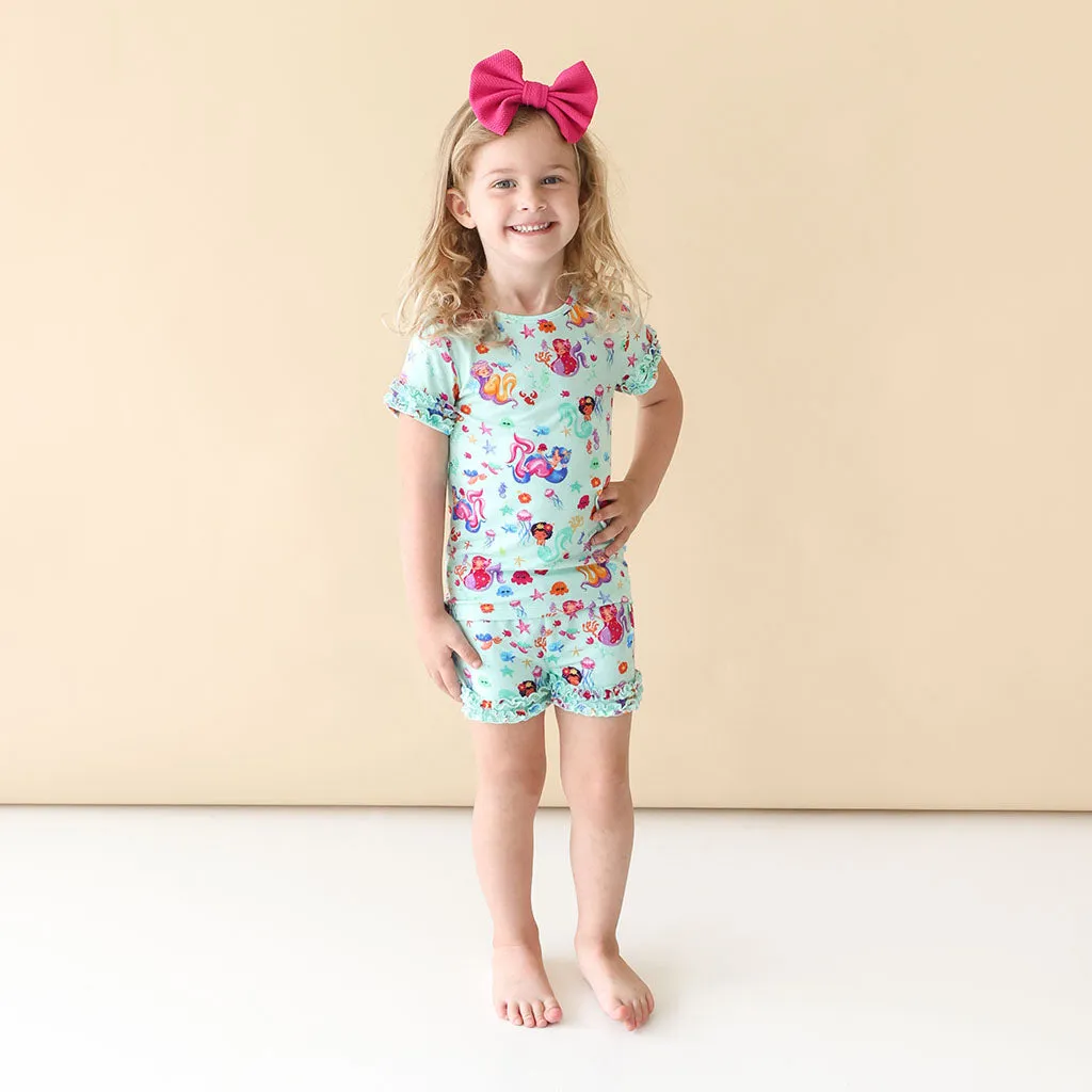 Posh Peanut Kai Basic S/S Micro Ruffled T-Shirt & Micro Ruffled Shorts PJ