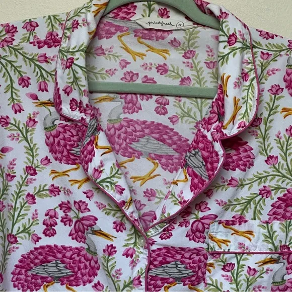 PrintFresh RARE Queen Lotus print in Pink Cloud Pajama Top Size 2X