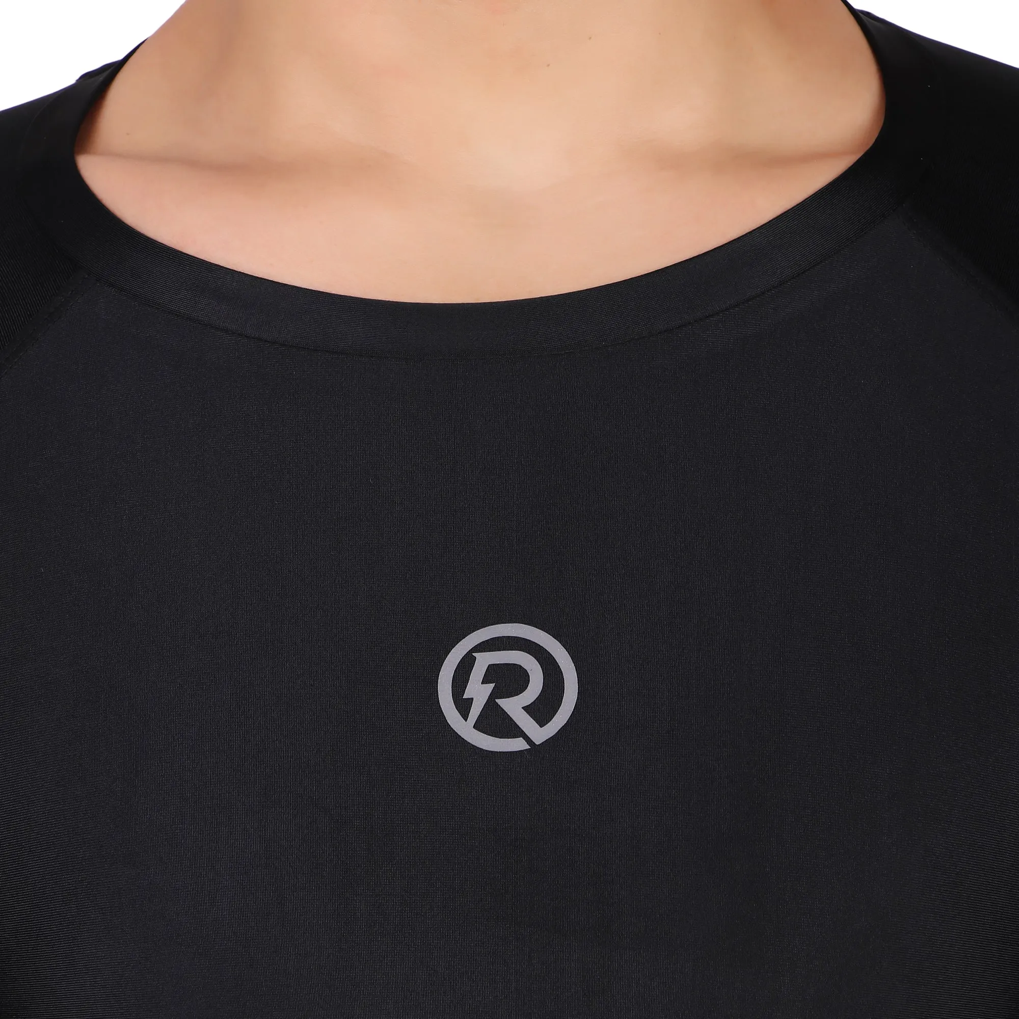 Recharge Polyester Compression Top Half Sleeve (Black)