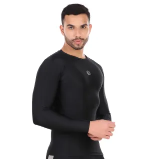 Recharge Polyester Compression Tshirt Full Sleeves (Black)