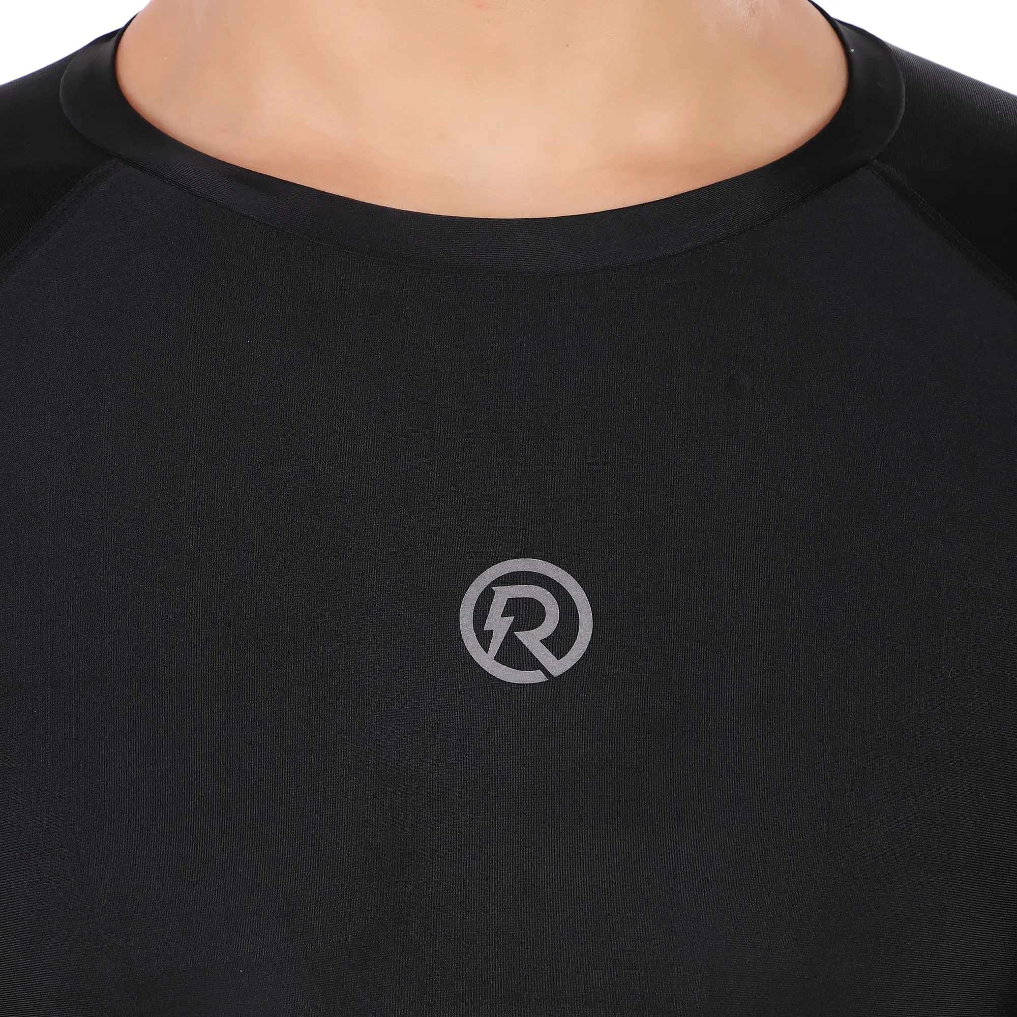 Recharge Polyester Compression Tshirt Full Sleeves (Black)
