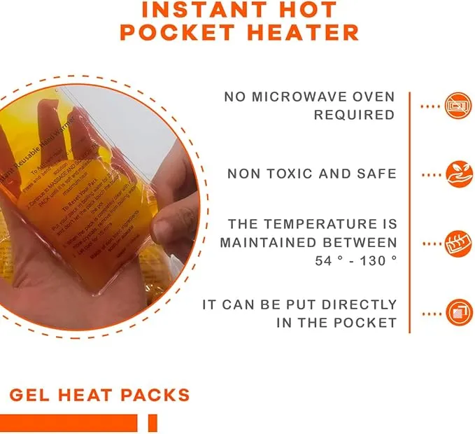 Reusable Snap Heat Pack, Hand Warmers Click, Hand Warmers Boil Click Heat Pocket Hand Warmer, Pouch Gel Hand Warmers for Camping for Outdoor, Indoor, Working, Studying, Camping, Warm Gifts (Set of 4)