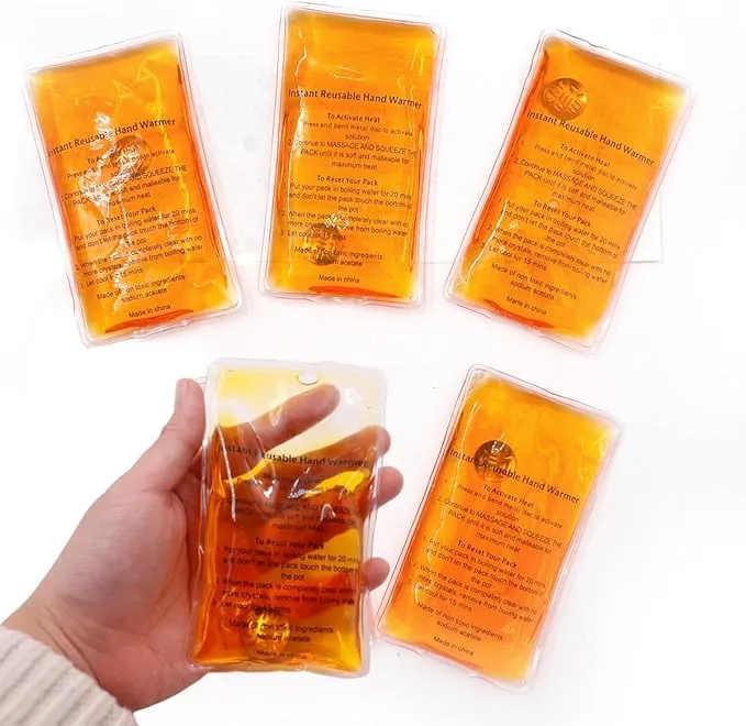 Reusable Snap Heat Pack, Hand Warmers Click, Hand Warmers Boil Click Heat Pocket Hand Warmer, Pouch Gel Hand Warmers for Camping for Outdoor, Indoor, Working, Studying, Camping, Warm Gifts (Set of 4)