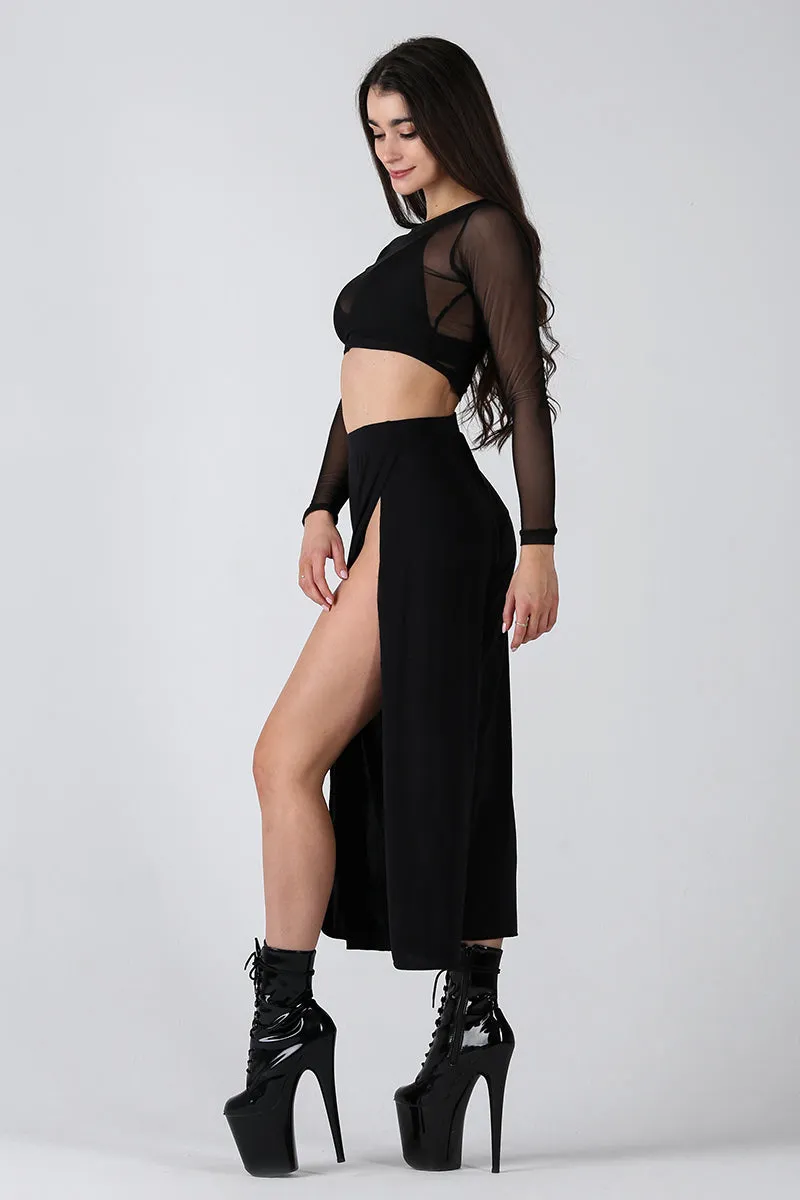 REV ACTIV Sensual Flow Pants (with leg slit) - Black