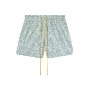 RHUDE CRAVAT SWIM SHORT TEAL/IVORY