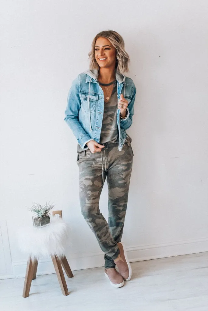 Round Neck Short Sleeve Trousers Two-piece Camouflage Leisure Sportswear