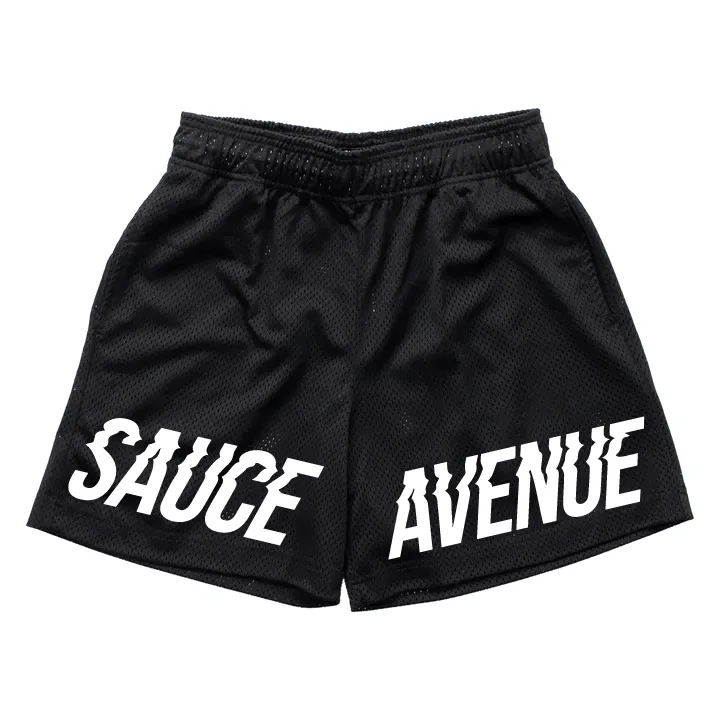 SA (WH) Large Print | Black Mesh Shorts