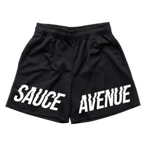 SA (WH) Large Print | Black Mesh Shorts