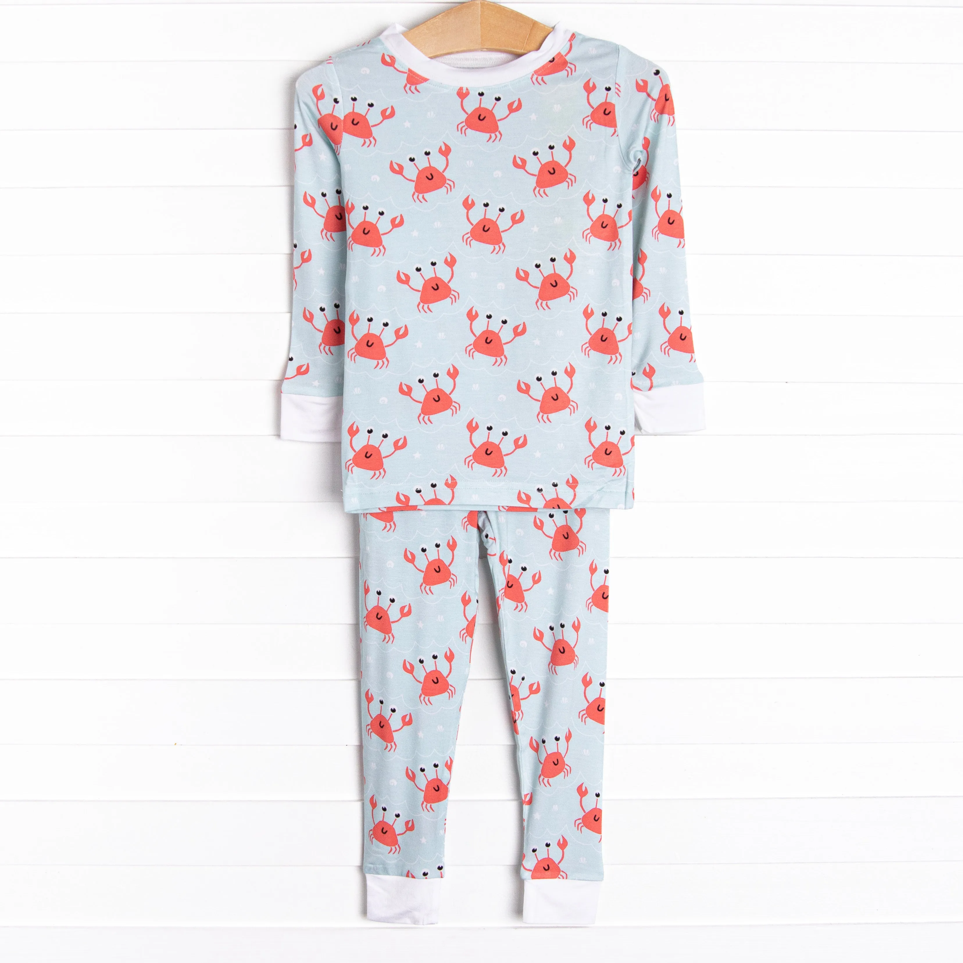 Sand Crab Sleeper Bamboo Pajama Set, Blue