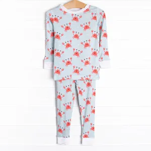Sand Crab Sleeper Bamboo Pajama Set, Blue