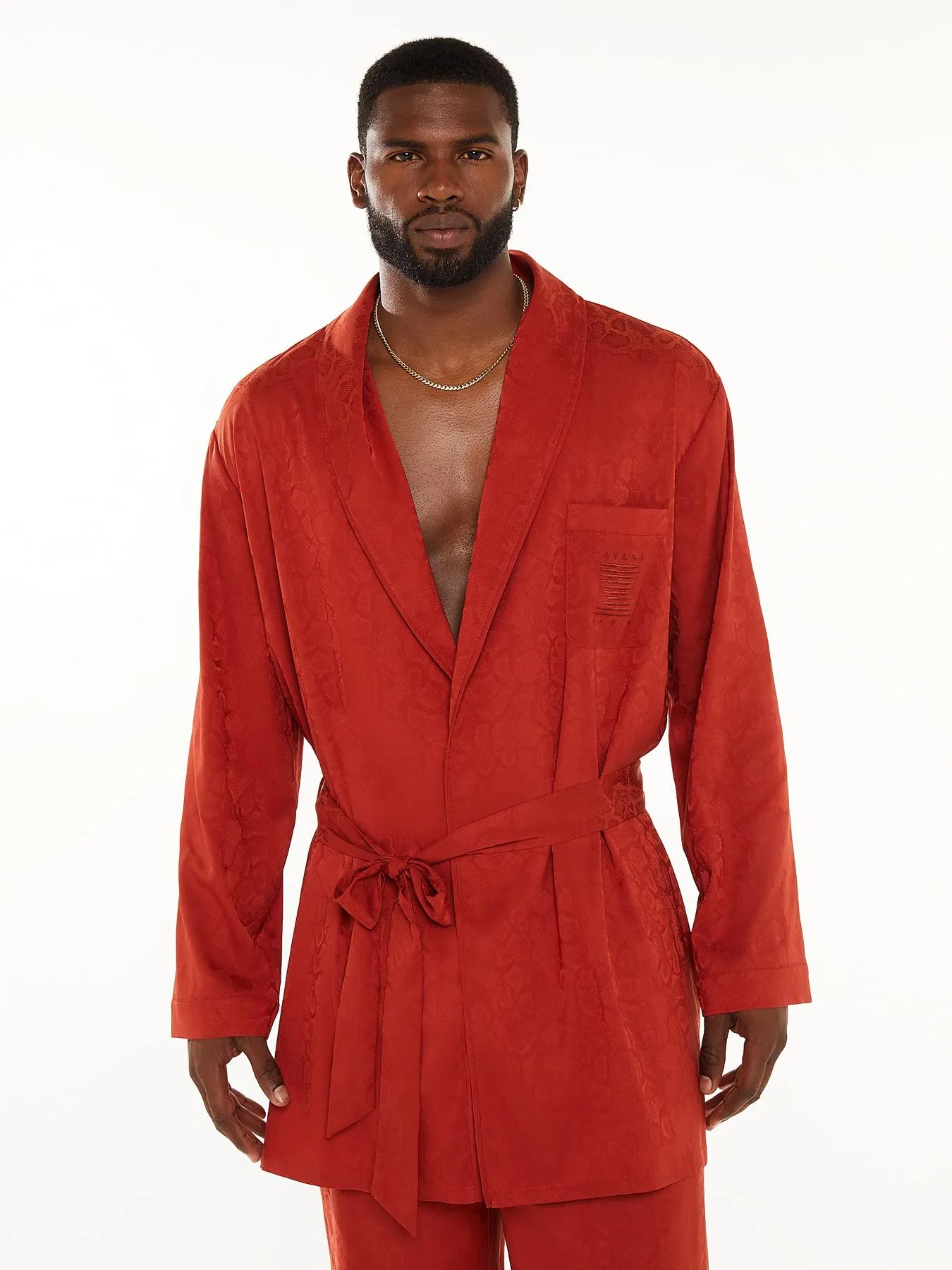 Savage X Fenty, Men's, Savage X Smoking Jacket, Henna Red, XS