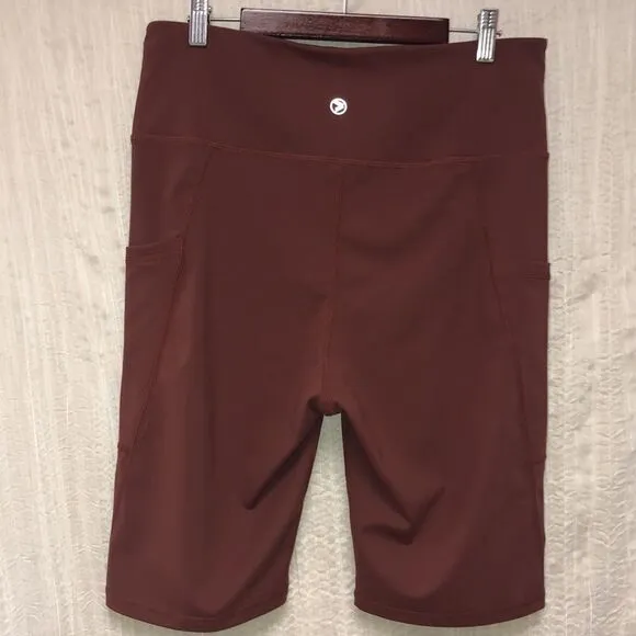 savvi XL Sahara Athletic Work out Stretch Bike Shorts in Rust