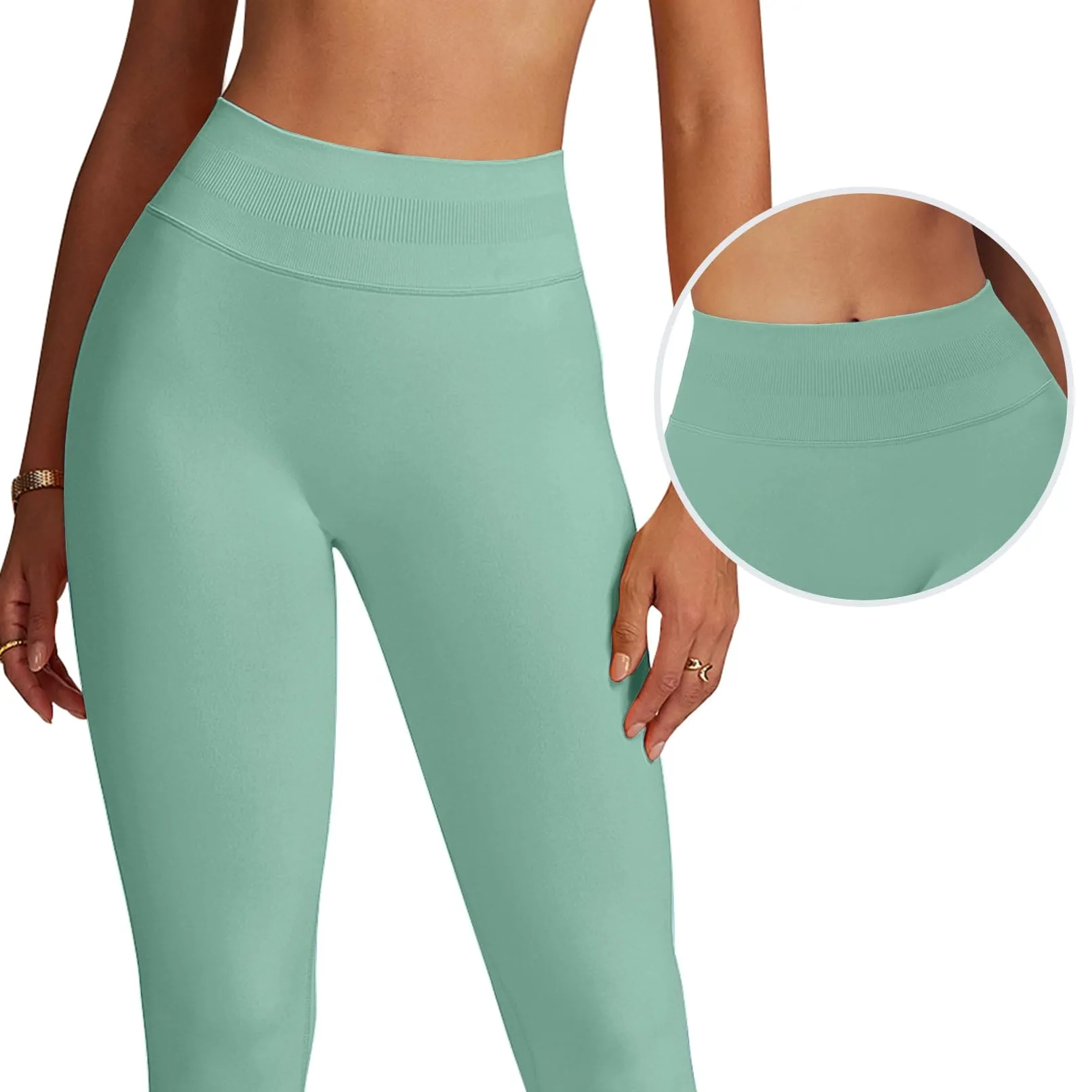 Scrunch Butt Impact Leggings for Women Mid Low Waist 25" Seamless Gym Yoga Pants Tummy Control Compression Booty Tights Light Green