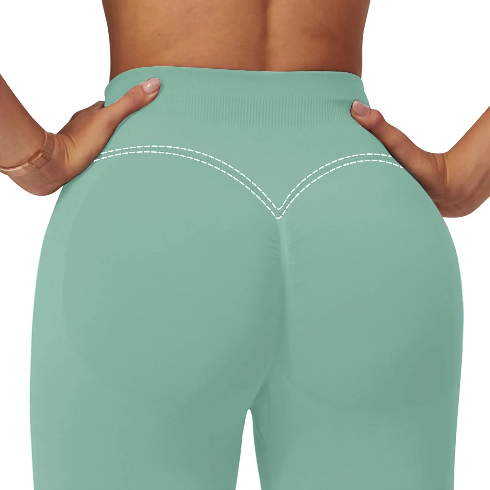 Scrunch Butt Impact Leggings for Women Mid Low Waist 25" Seamless Gym Yoga Pants Tummy Control Compression Booty Tights Light Green
