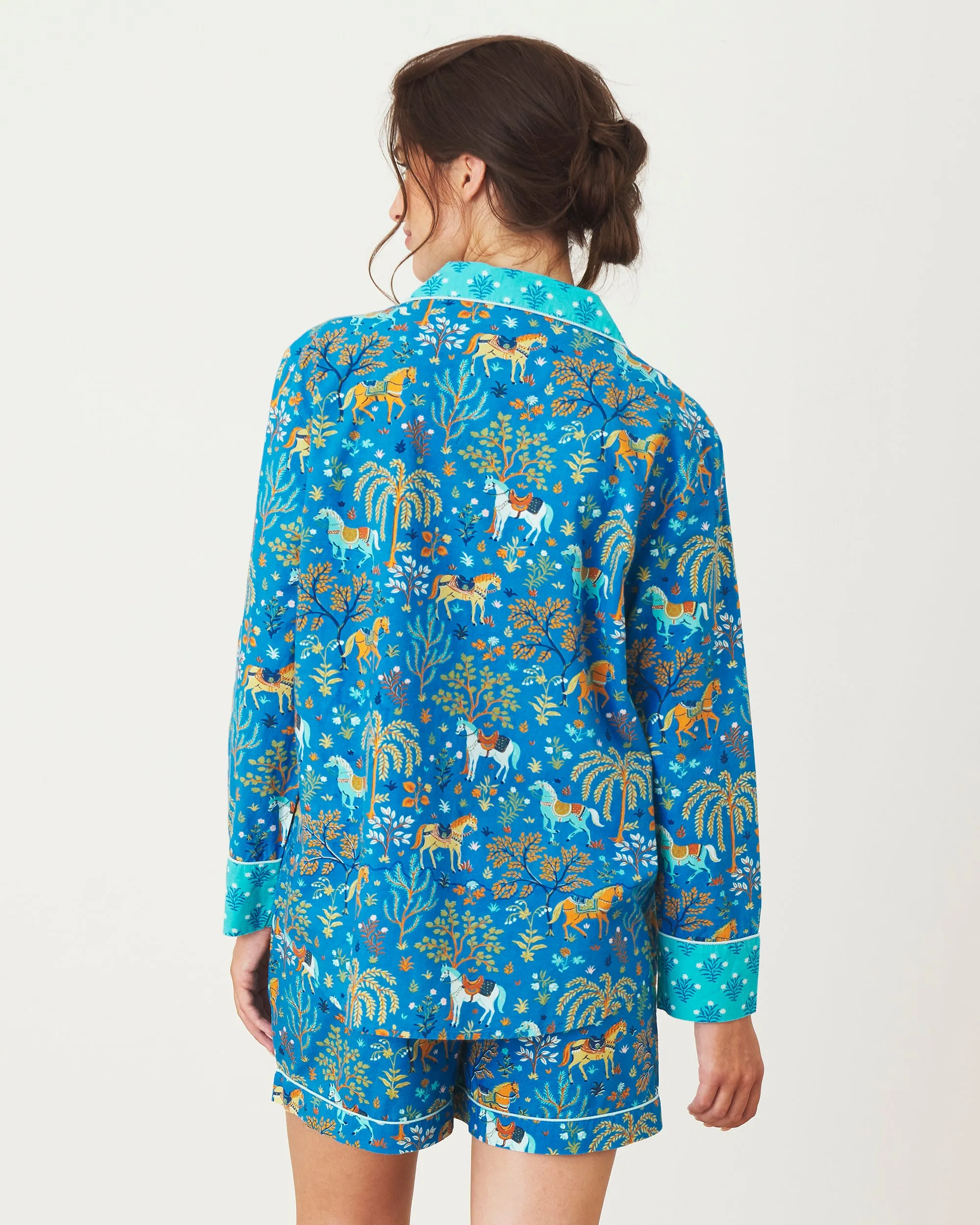 Show Pony - Long Sleeve Top & Shorts Set - Steel Blue