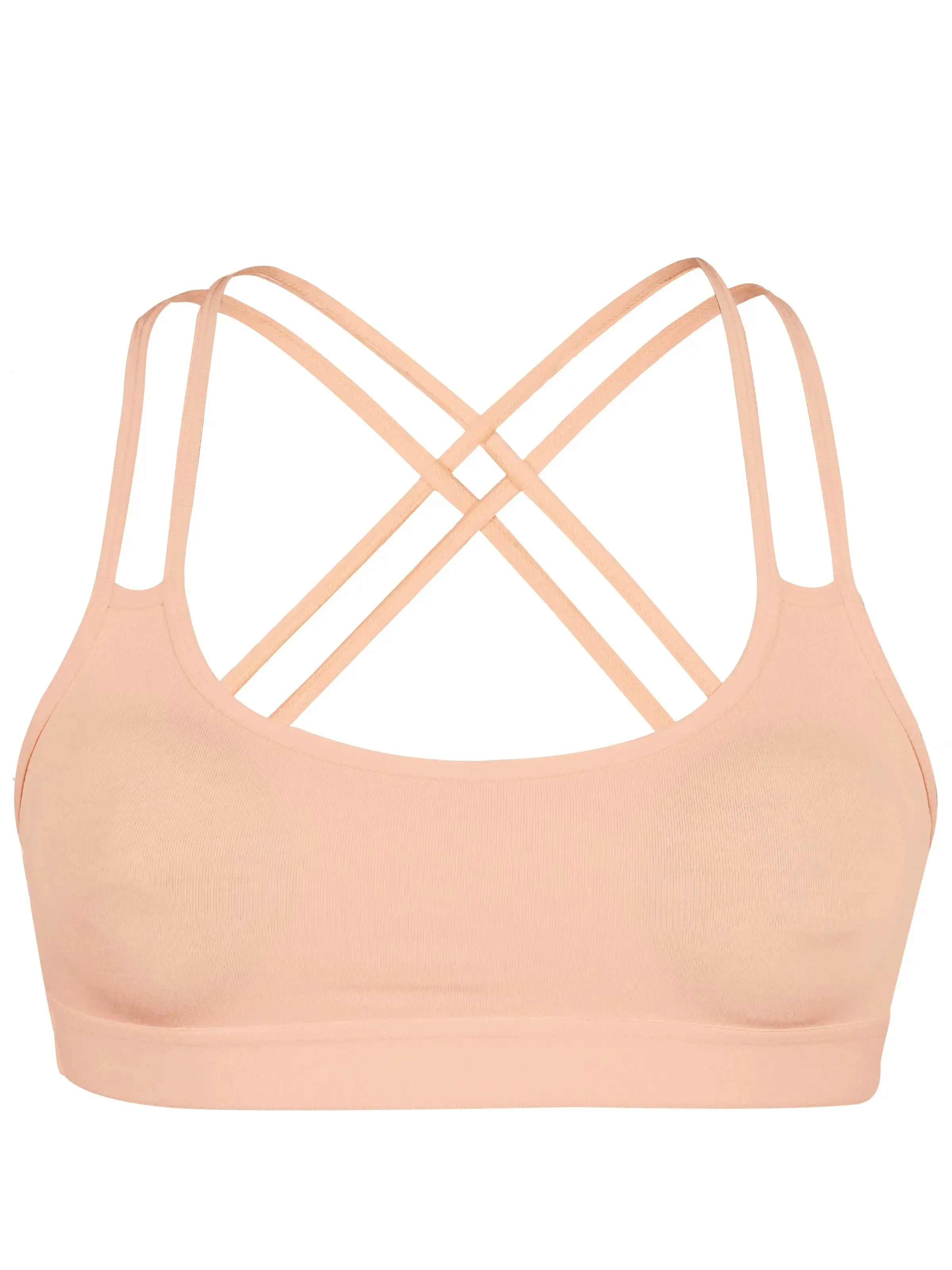 Skin Sports Bra with Criss-Cross Back, Cotton Material, Removable Pads, and Elasticated Underband for Full Coverage