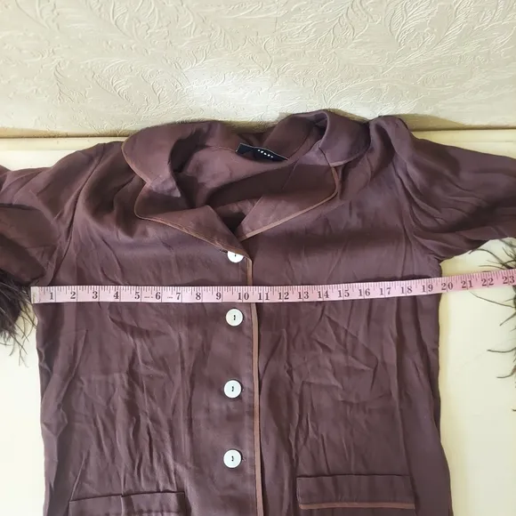 Sleeper Feather Party Pajama Top in Whiskey Brown Small Loungewear TOP ONLY
