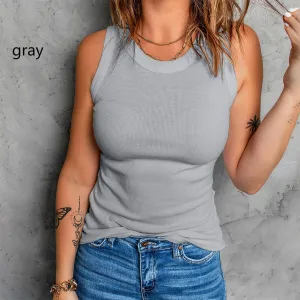 Sleeveless Cami Tank Top Grey