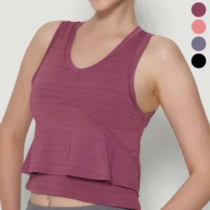 Sleeveless Crop Top Gym Wear High Quality Ladies Singlets Sports Tank Top Ruffled Women Casual Vest