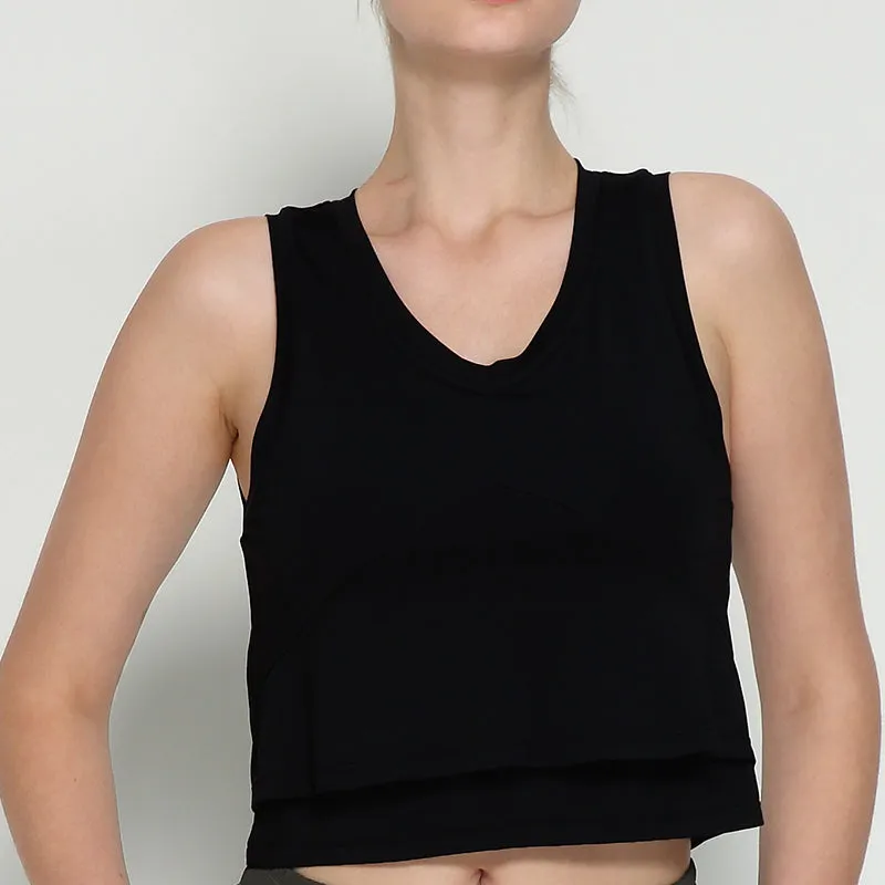 Sleeveless Crop Top Gym Wear High Quality Ladies Singlets Sports Tank Top Ruffled Women Casual Vest