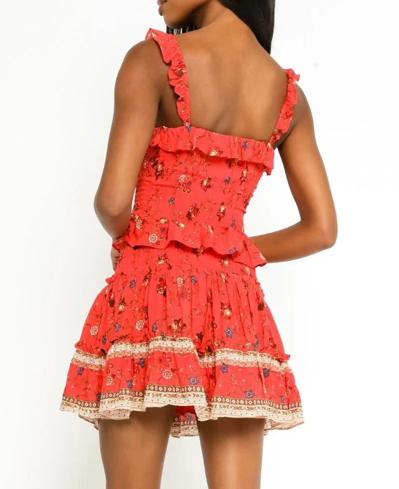 Smock Floral Ruffle Crop Top