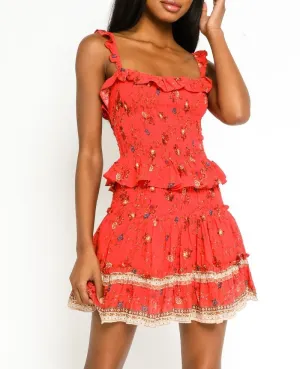 Smock Floral Ruffle Crop Top