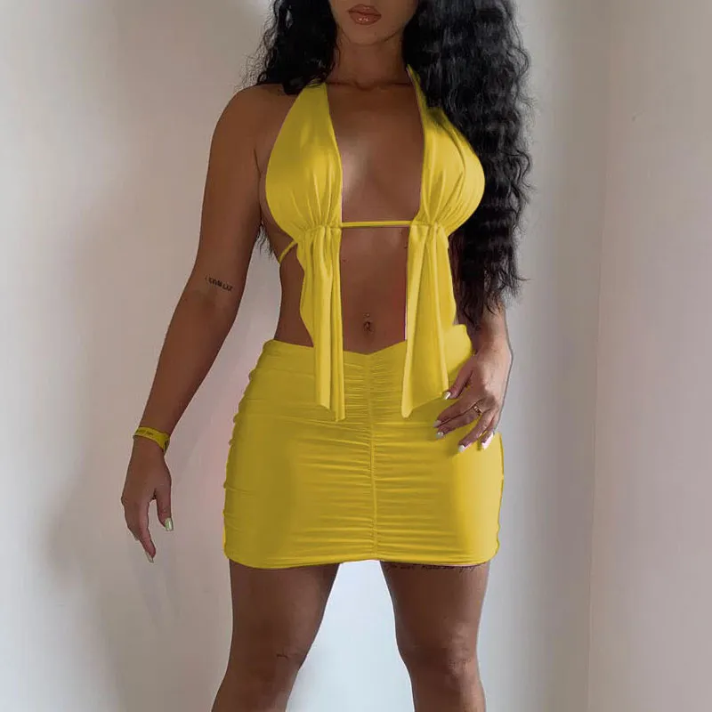 Solid 2PCS Skirt Set