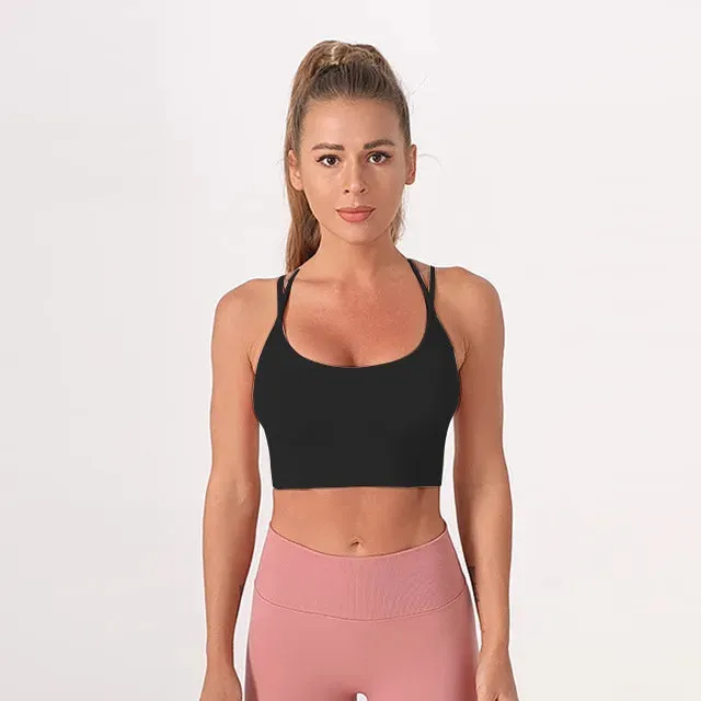 sports solid color strap active tops vest