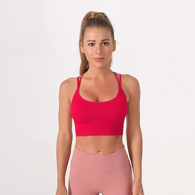 sports solid color strap active tops vest
