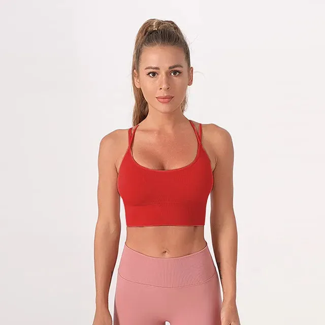 sports solid color strap active tops vest
